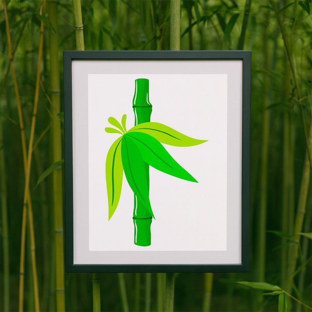 Affiche Marche en bambou vert avec Feuilles tropicaux (Créateur téléchargé)
