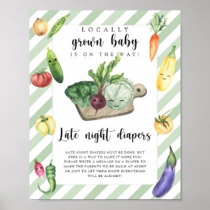 Affiche Marché fermier Baby Shower - Couches nocturnes