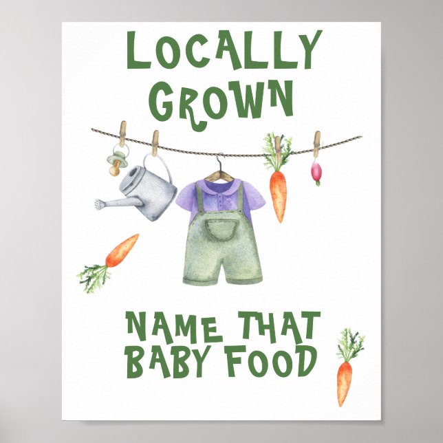 Affiche Marché fermier Baby Shower - nommez cette nourritu (Devant)