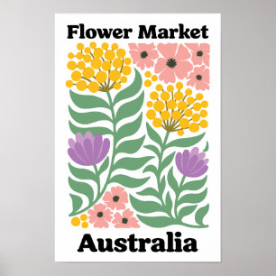 Affiche Marché Fleur Australie Golden Wattle Fleur Rose