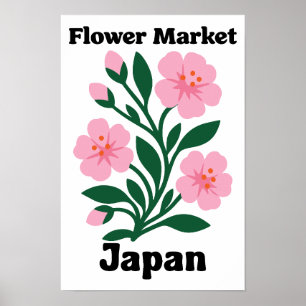 Affiche Marché Fleur Japon Fleur de Cerisier Rose