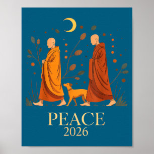 Affiche Marche paix 2026 moines de la paix mondiale avec c