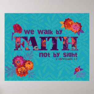 Affiche Marche par Faith boho chic floral Ecriture art