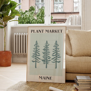 Affiche Marché plante Maine Green Pine Tree Forest
