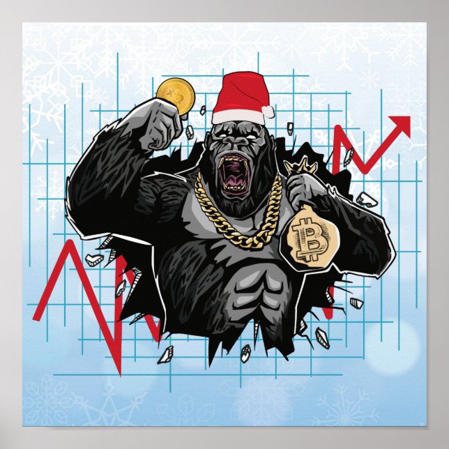 Affiche Marché Stock de Noël Bitcoin (Devant)