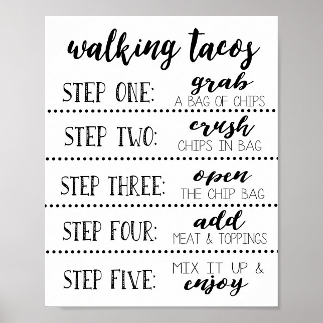 Affiche Marcher Barre Tacos Signer, Faites votre propre Ta (Devant)