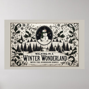 Affiche Marcher dans un Wonderland d'hiver Snowman