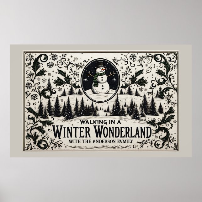Affiche Marcher dans un Wonderland d'hiver Snowman (Devant)