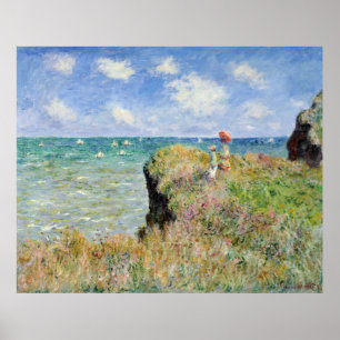 Affiche Marcher sur la falaise à Pourville - Claude Monet