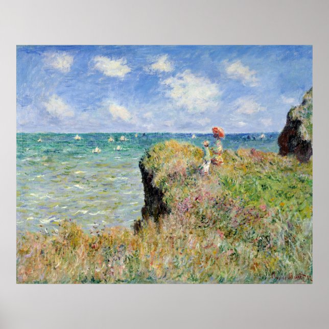 Affiche Marcher sur la falaise à Pourville - Claude Monet (Devant)