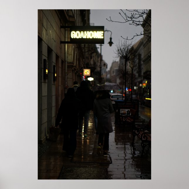 Affiche Marcher Une Soirée Pluvieuse (Devant)
