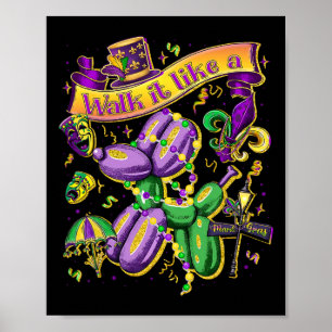 Affiche Marchez comme un chien Mardi Gras Rétro Mardi Gras