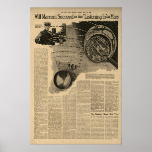 Affiche Marconi Écouter Sur Mars Vers 1922