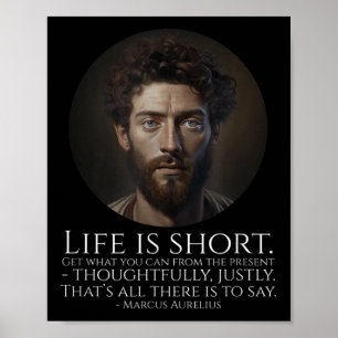 Affiche Marcus Aurelius - La vie est courte - Philosophie 