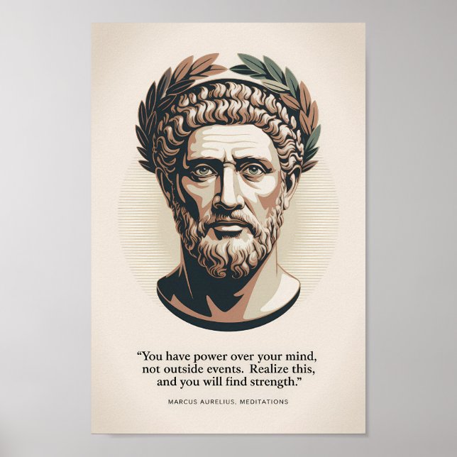 Affiche Marcus Aurelius Meditations Quote Illustration Art (Devant)