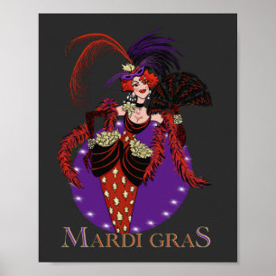 Affiche Mardi Gras 2021 Dame de style vintage Nouvelle-Orl