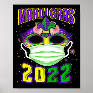 Affiche Mardi Gras 2022 Avec Fesstival Masque Visage