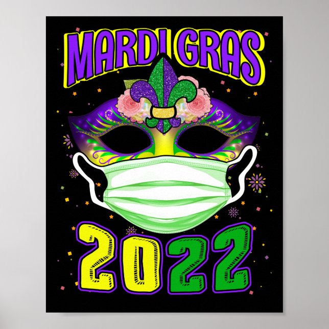 Affiche Mardi Gras 2022 Avec Fesstival Masque Visage (Devant)