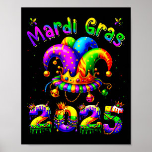 Affiche Mardi Gras 2025 Jester tenue enfants filles garçon