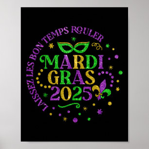 Affiche Mardi Gras 2025 Mask Feathers Mardi Gras Family Co