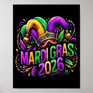 Affiche Mardi Gras 2026 Chapeau de Bouffon Carnaval La Nou
