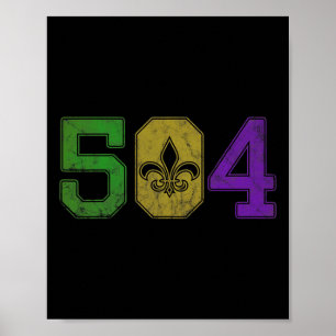 Affiche Mardi Gras 504 Nola Nouvelle Orléans Louisiane La