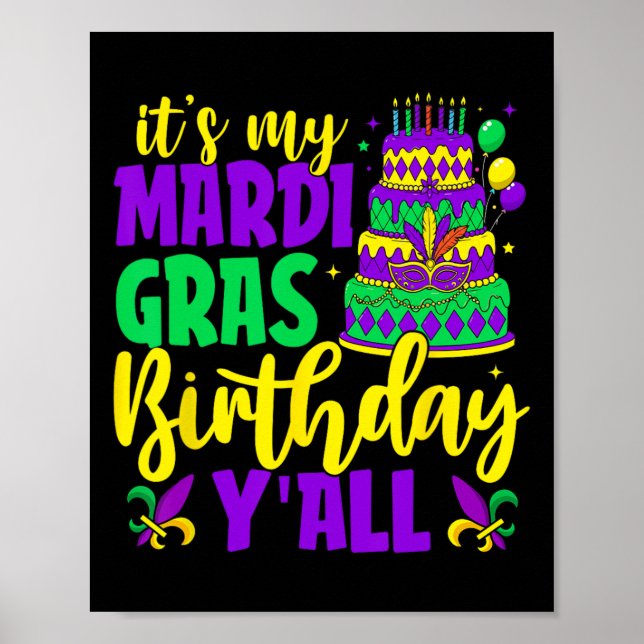 Affiche Mardi Gras Anniversaire C'est My Mardi Gras Annive (Devant)