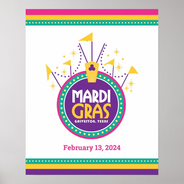 Affiche Mardi Gras Arch inspiré, Galveston, Texas (Devant)