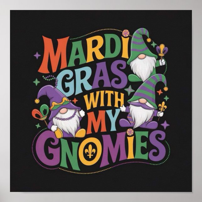 Affiche Mardi Gras Avec Mes GNOMIES (Devant)