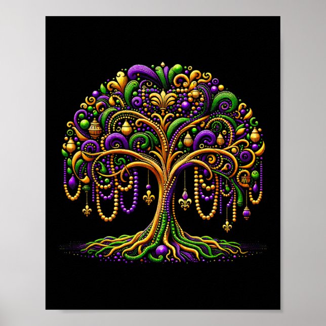 Affiche Mardi Gras Beads Tree New Orleans Festival Party M (Devant)