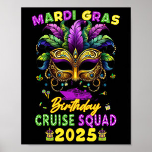 Affiche Mardi Gras Birthday Cruise Squad 2025 Family Match