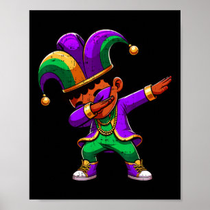 Affiche Mardi Gras Black Boys Dabbing Funny Outfit Jester