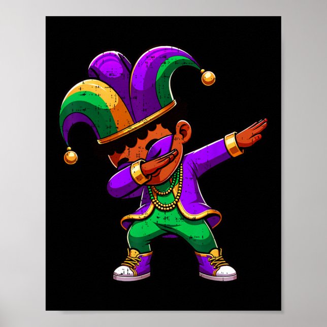 Affiche Mardi Gras Black Boys Dabbing Funny Outfit Jester (Devant)