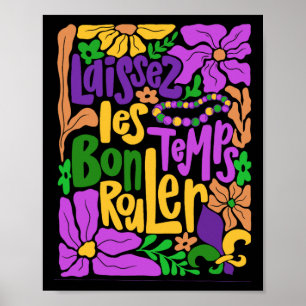 Affiche Mardi Gras Boho Laissez Les Bon Temps Rouler Fleur