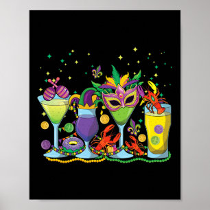 Affiche Mardi Gras Boissons Perles De Fête Mardi Gras Mard