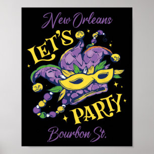 Affiche Mardi Gras Bourbon Street Nouvelle-Orléans Souveni