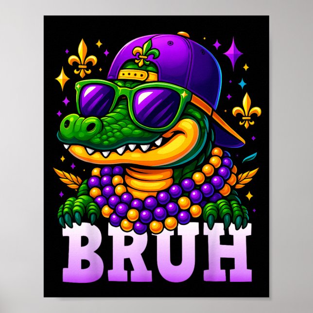 Affiche Mardi Gras Bruh Mardigator Alligator Costume Teens (Devant)