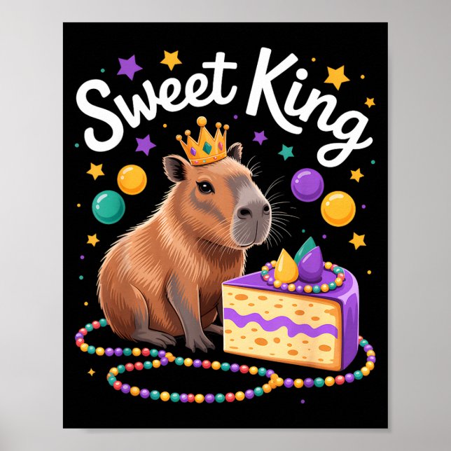 Affiche Mardi gras capybara doux couronne gâteau des rois  (Devant)