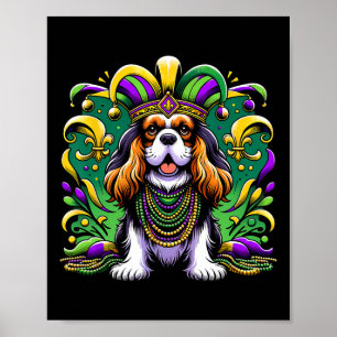 Affiche Mardi Gras Cavalier King Charles Spaniel Chien Jes