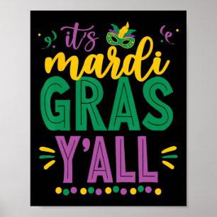 Affiche Mardi Gras Chemise Fun 2025 Mardi Gras Y'all Mens