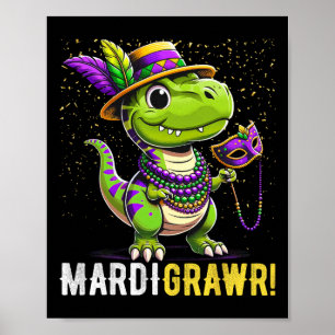 Affiche Mardi Gras Chemise T Rex Dinosaur Mardi Grawr C