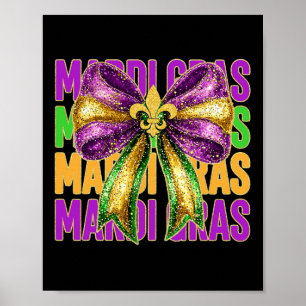 Affiche Mardi Gras Coquette Bow Gras Mardi Parade Carniva
