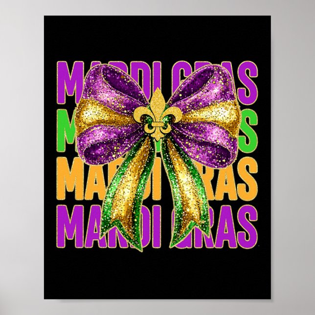 Affiche Mardi Gras Coquette Bow Gras Mardi Parade Carniva (Devant)