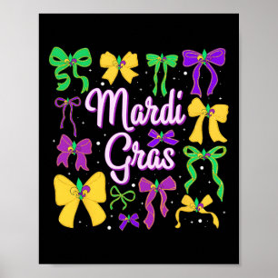 Affiche Mardi Gras Coquette Noeud Célébrez les Femmes de l