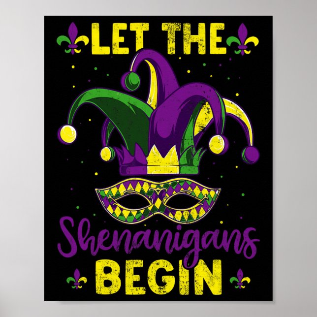 Affiche Mardi Gras Costume Laisser Les Shenanigans Commenc (Devant)