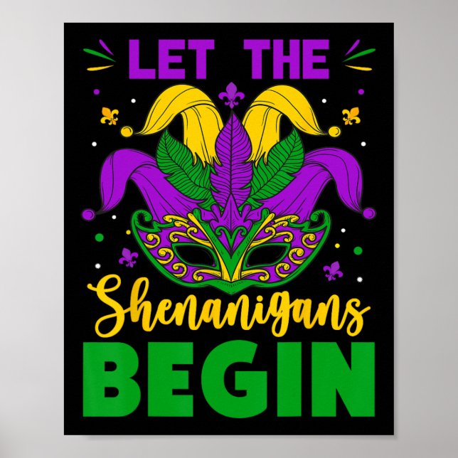 Affiche Mardi Gras Costume Laisser Les Shenanigans Commenc (Devant)