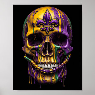 Affiche Mardi Gras Costume sucre crâne Carnaval Halloween