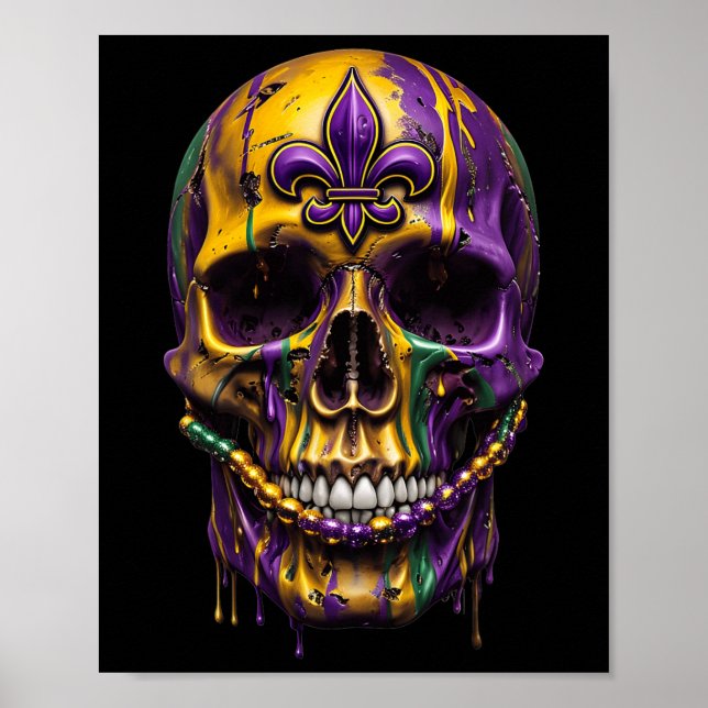 Affiche Mardi Gras Costume sucre crâne Carnaval Halloween (Devant)