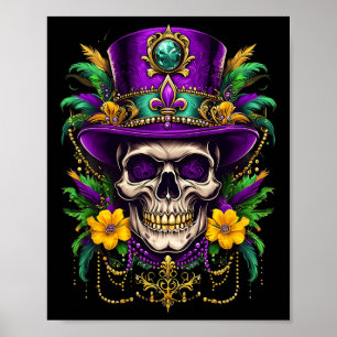 Affiche Mardi Gras Costume sucre crâne carnaval Hommes
