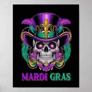 Affiche Mardi Gras Costume sucre crâne Carnaval New Orlean